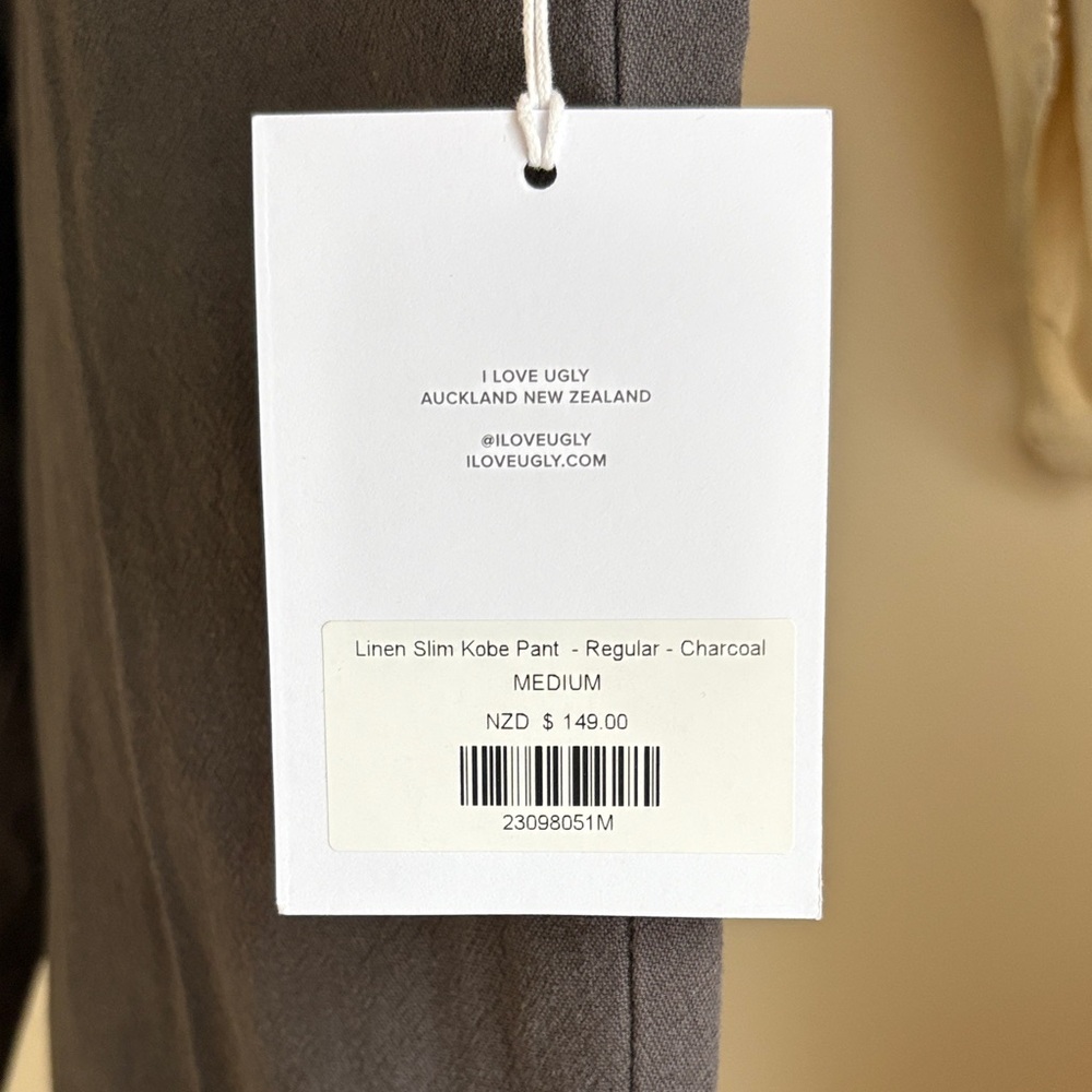 I Love Ugly Linen Slim Kobe Pant- Charcoal Medium - Picture 2 of 5